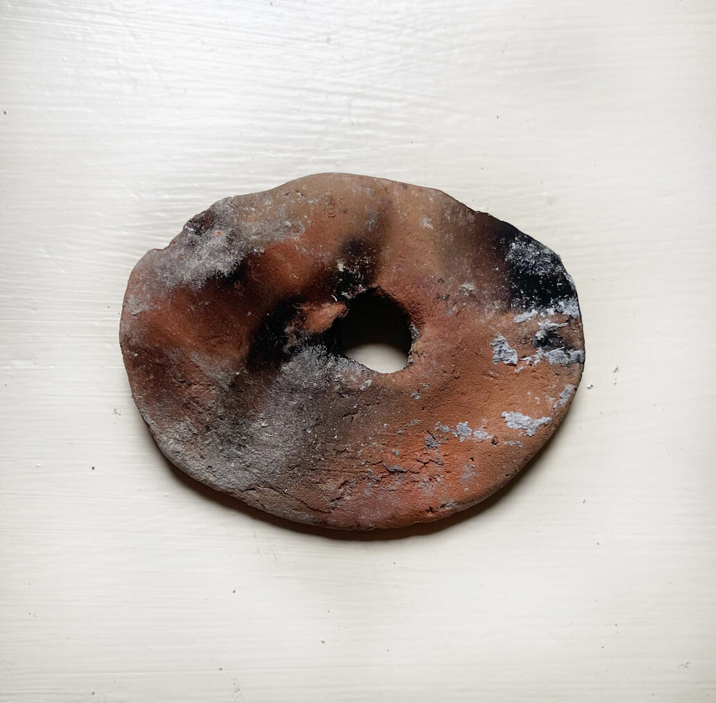 Hag Stone #1 Ceramic hag stone made from open-fired foraged river clay 4 x 6 cm 2026