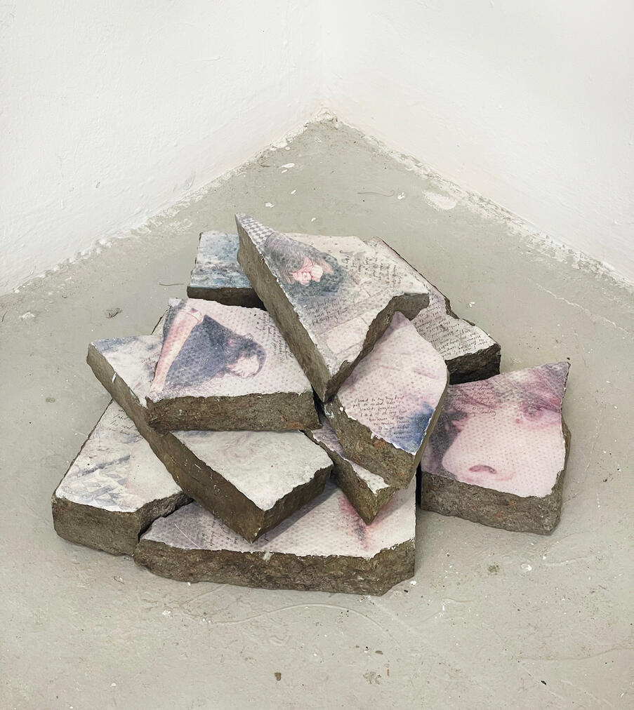 Strata Pigment transfer and handwriting on found pavement slabs Varying sizes 2025