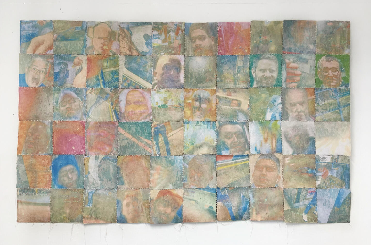 The Men of November Hand-sewn patchwork tapestry, pigment transfer on canvas 1.5 x 2 m 2025